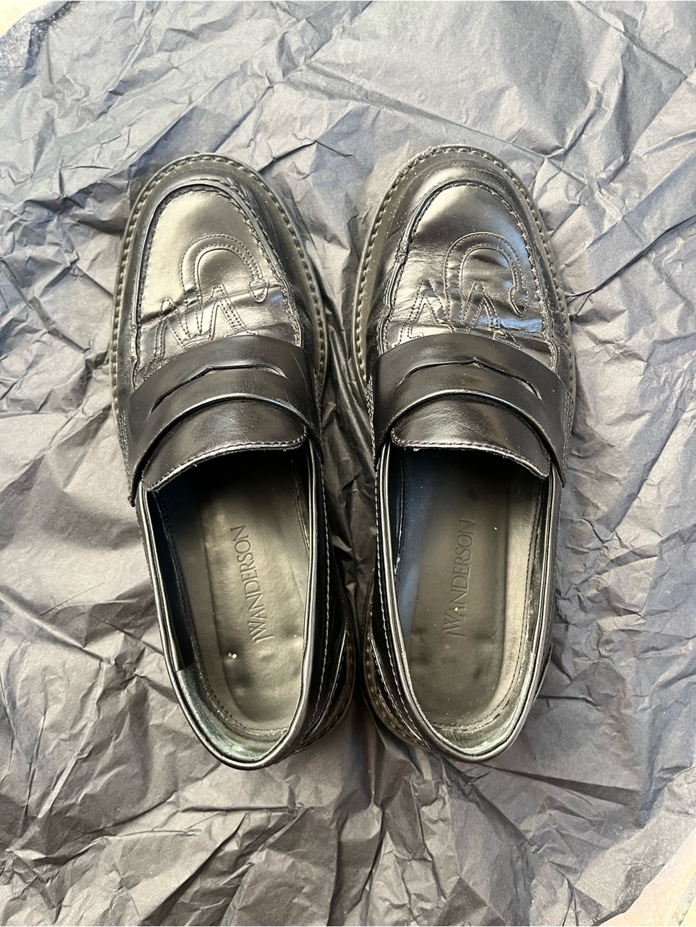 Unisex JW Anderson leather Penny loafers